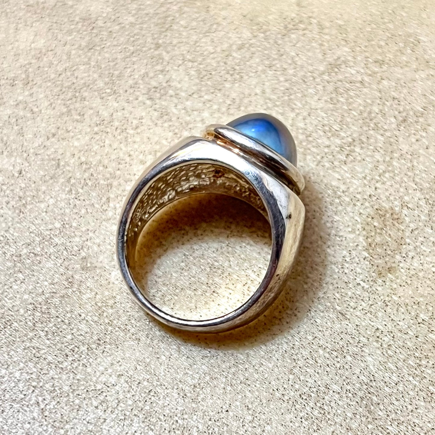 Blue Pearl Sterling Silver Vintage Statement Ring Size 6