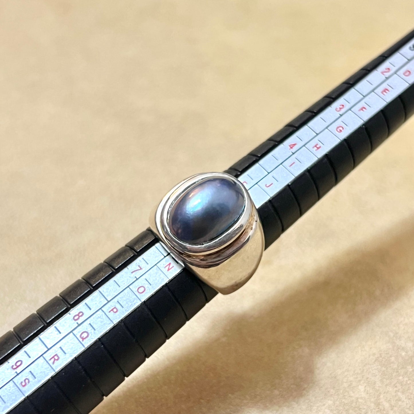 Blue Pearl Sterling Silver Vintage Statement Ring Size 6