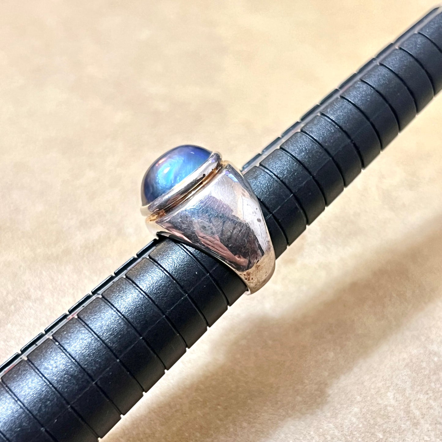Blue Pearl Sterling Silver Vintage Statement Ring Size 6