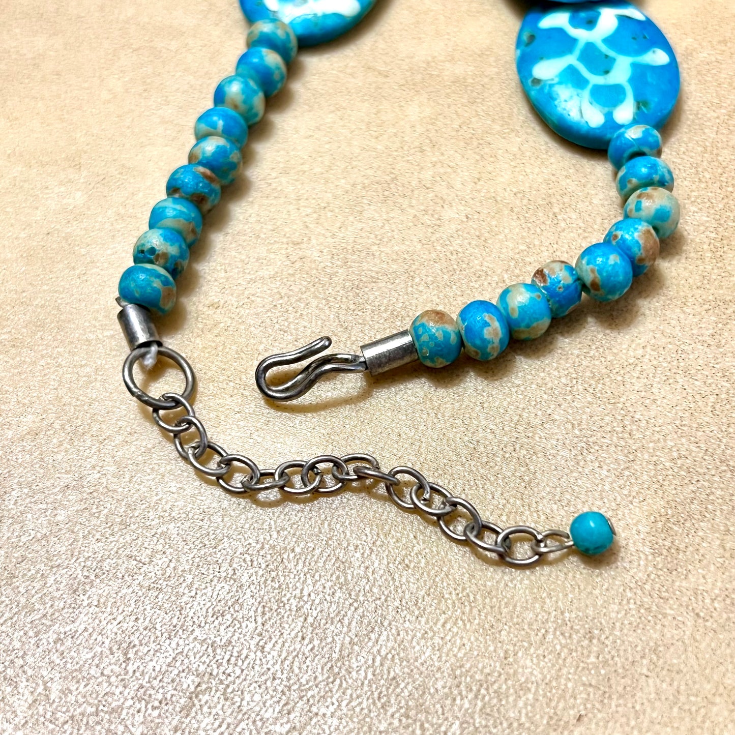 Blue Tagua Nut Vegetable Ivory Dragon Scale Necklace - Vintage