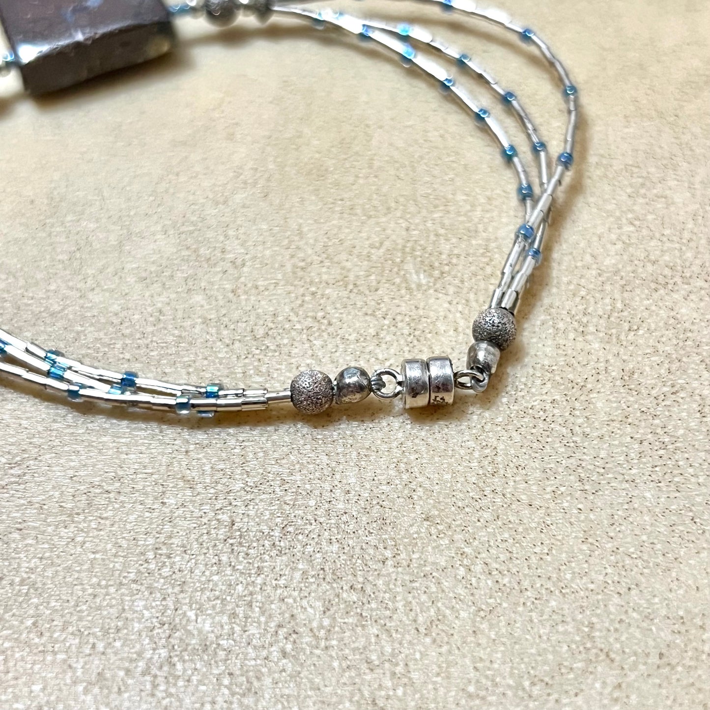 Boulder Opal Vintage Silver Tone Beaded Bracelet