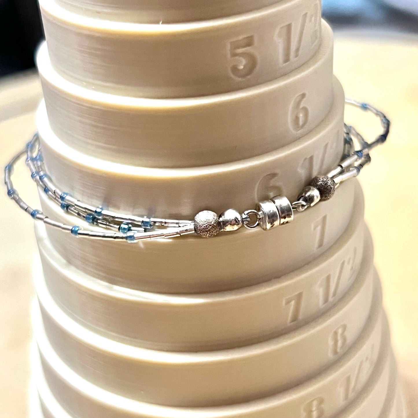 Boulder Opal Vintage Silver Tone Beaded Bracelet