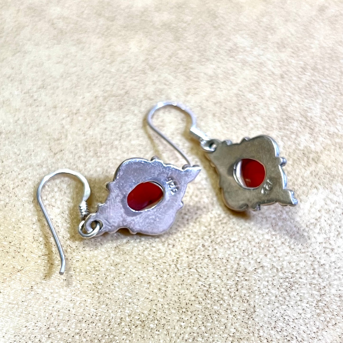 Carnelian Oval Earrings set in Sterling Silver