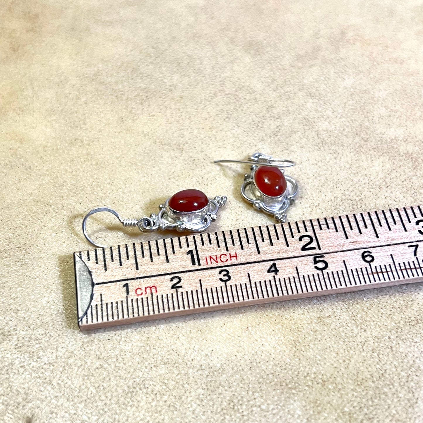 Carnelian Oval Earrings set in Sterling Silver