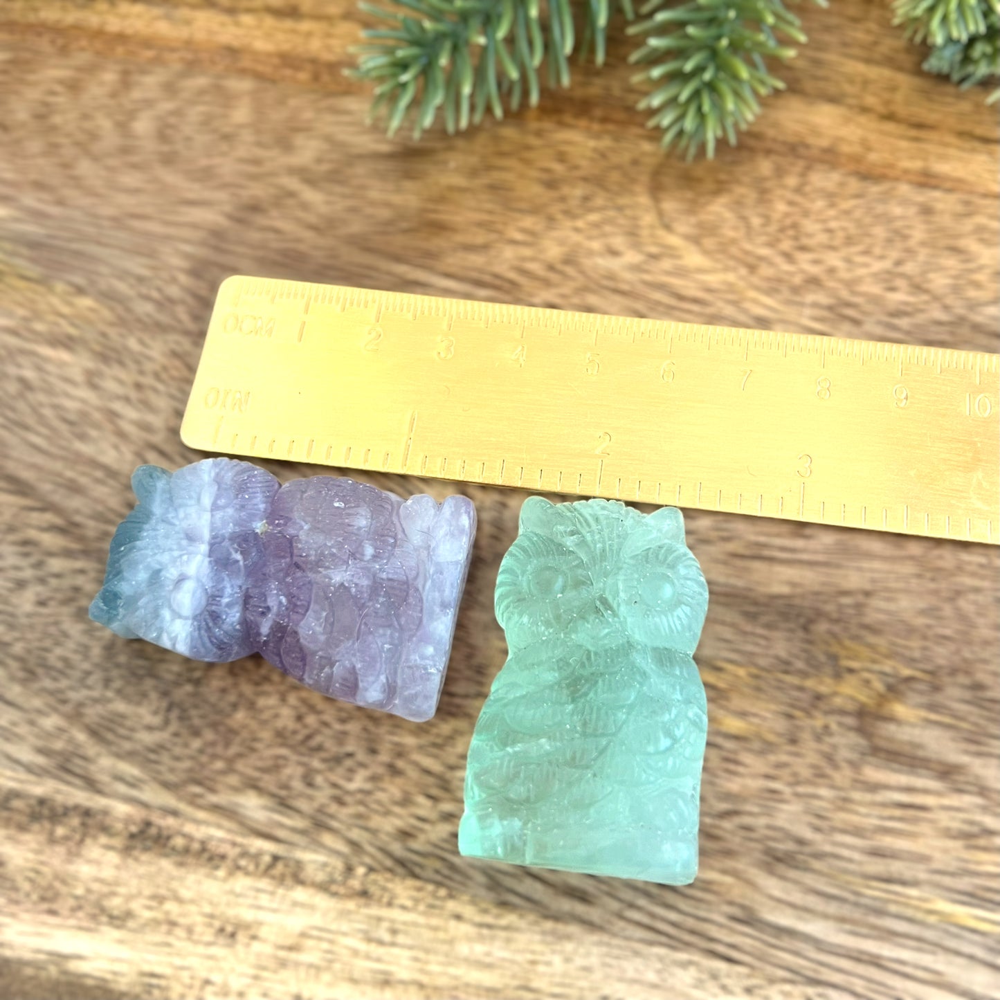 Green Fluorite Owl Carved Gemstone Cabochon Crystal