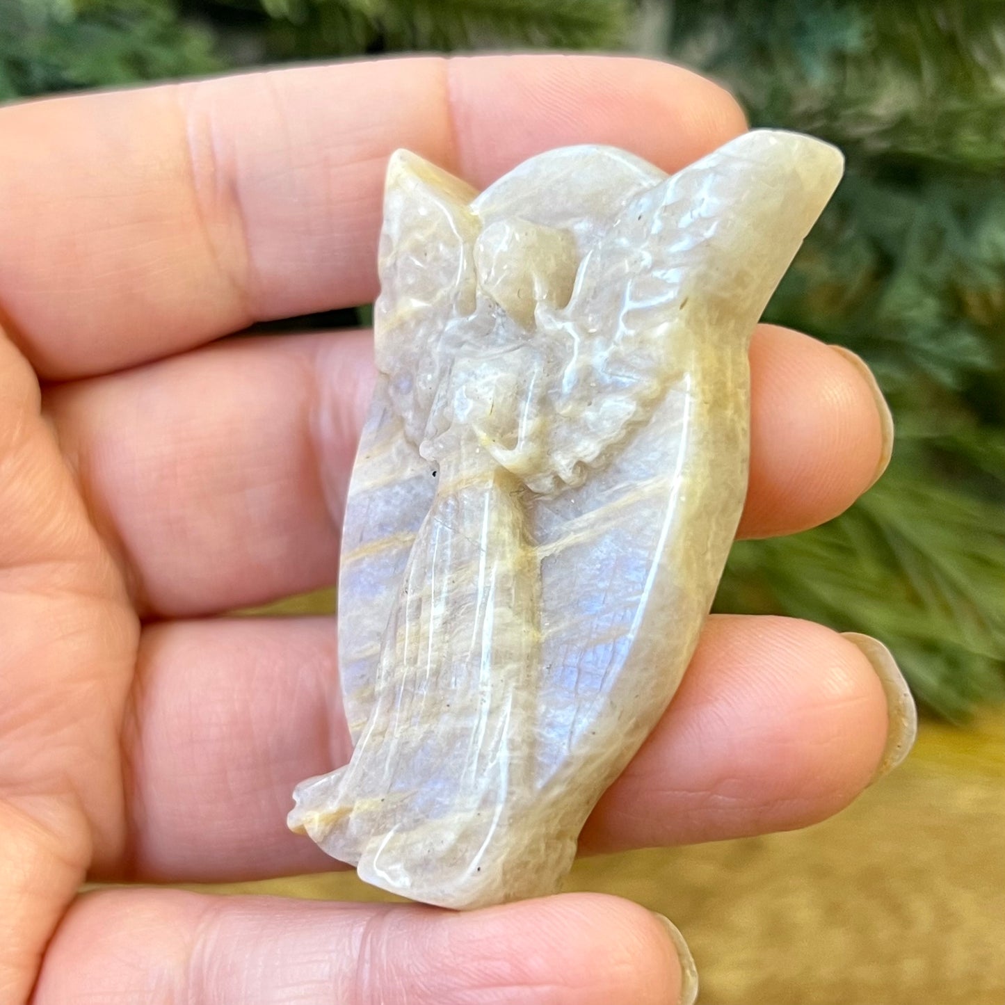 Angel Belomorite Sunstone in Moonstone Carved Cabochon