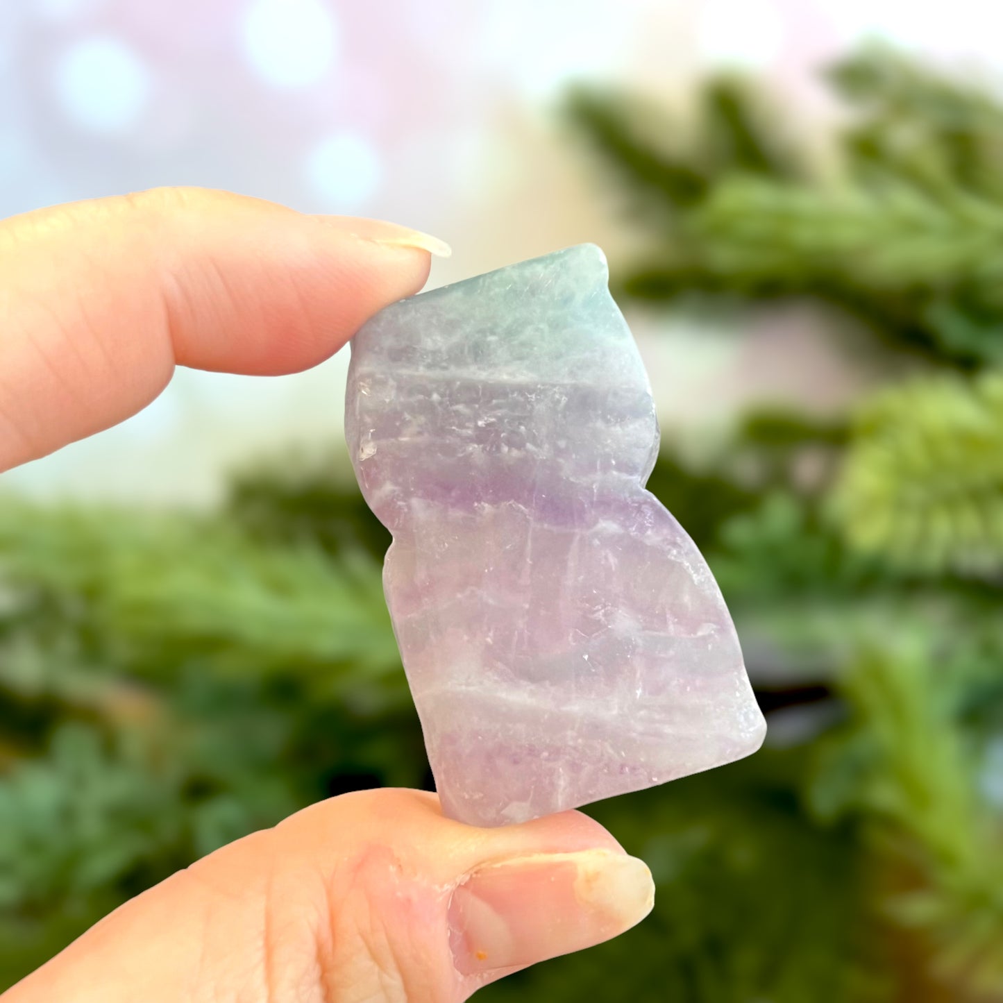 Rainbow Fluorite Owl Crystal Carved Cabochon