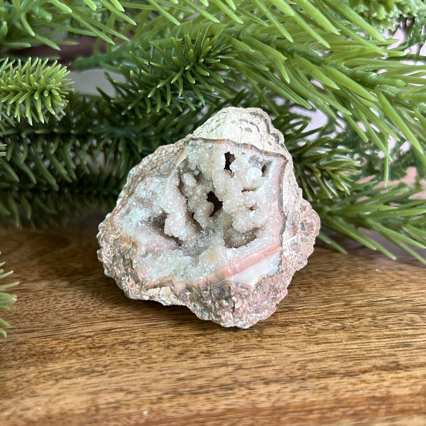 Red Quartz & Agate Geode Crystal Piece
