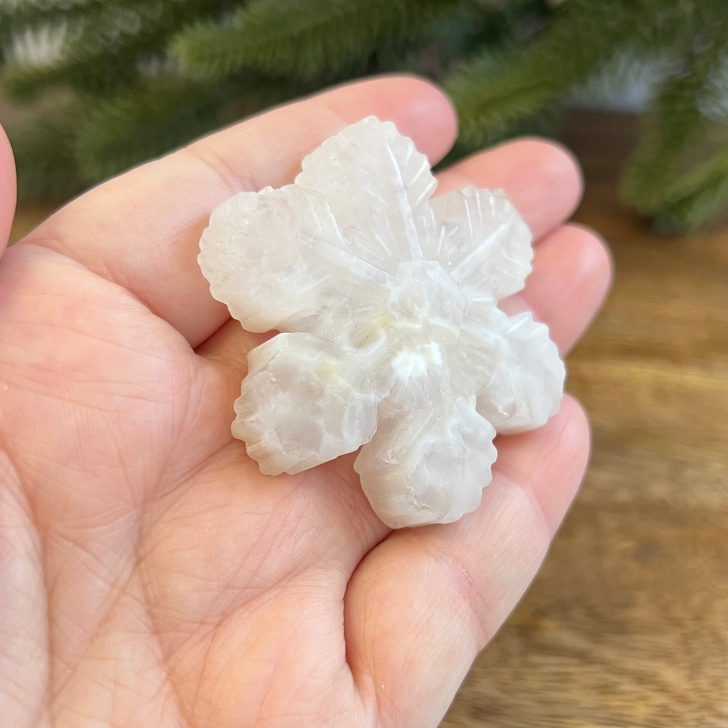 Snowflake Flower Agate Crystal Carved Cabochon