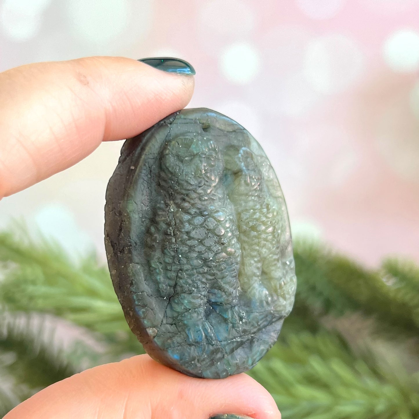 Labradorite Owl Carved Cabochon