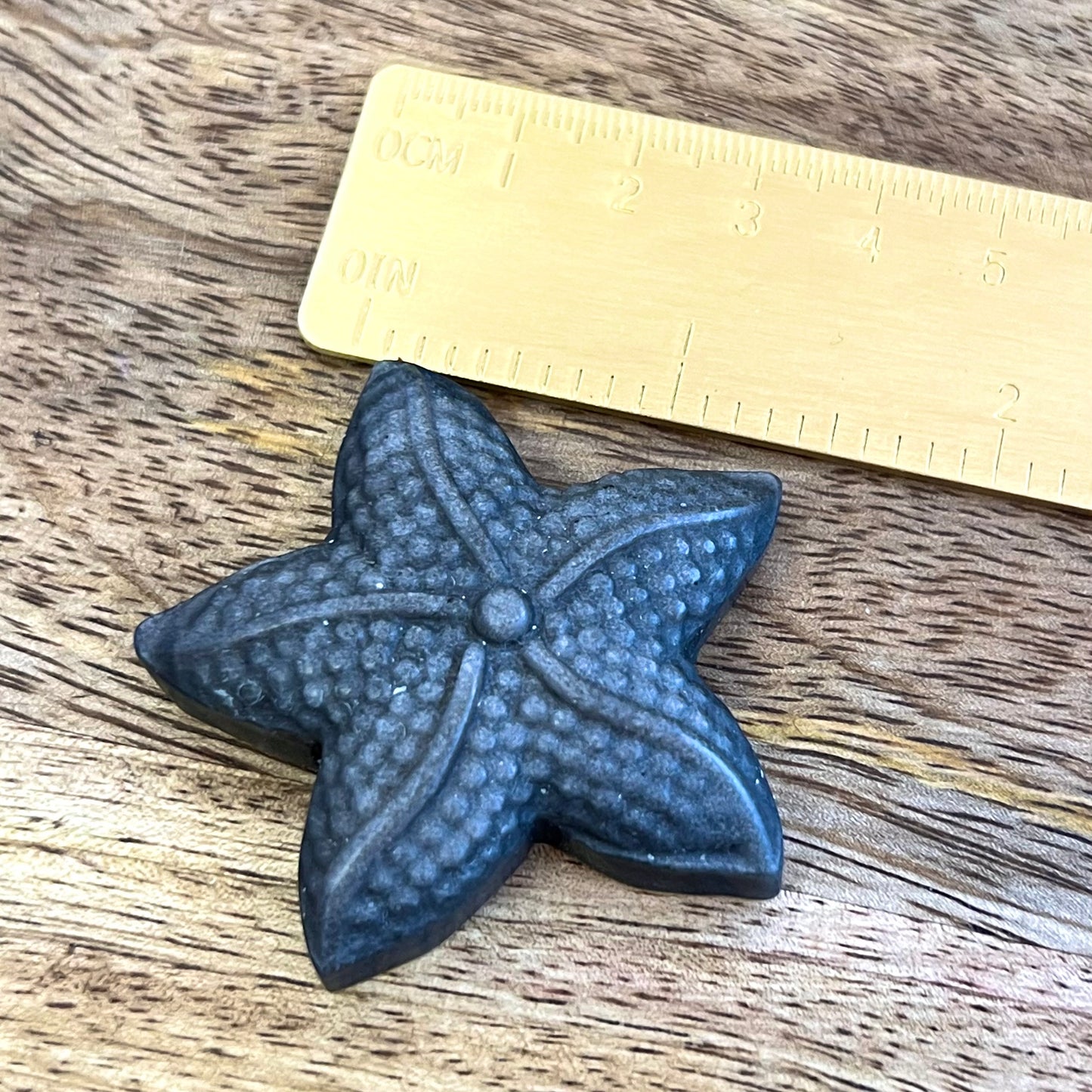 Silver Sheen Obsidian Starfish Carved Crystal Cabochon
