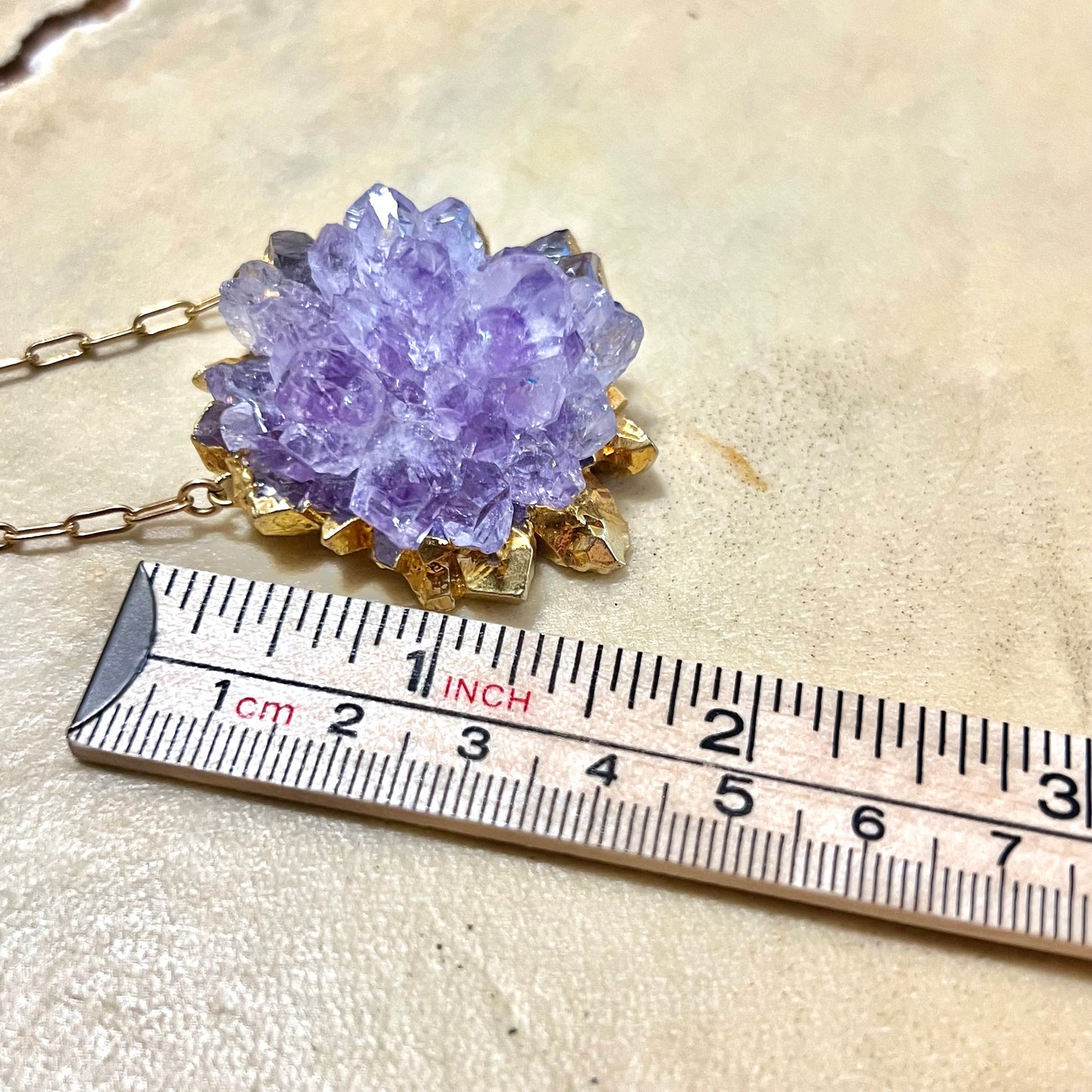 Vintage Amethyst Flower Stalactite Gold Dipped Necklace