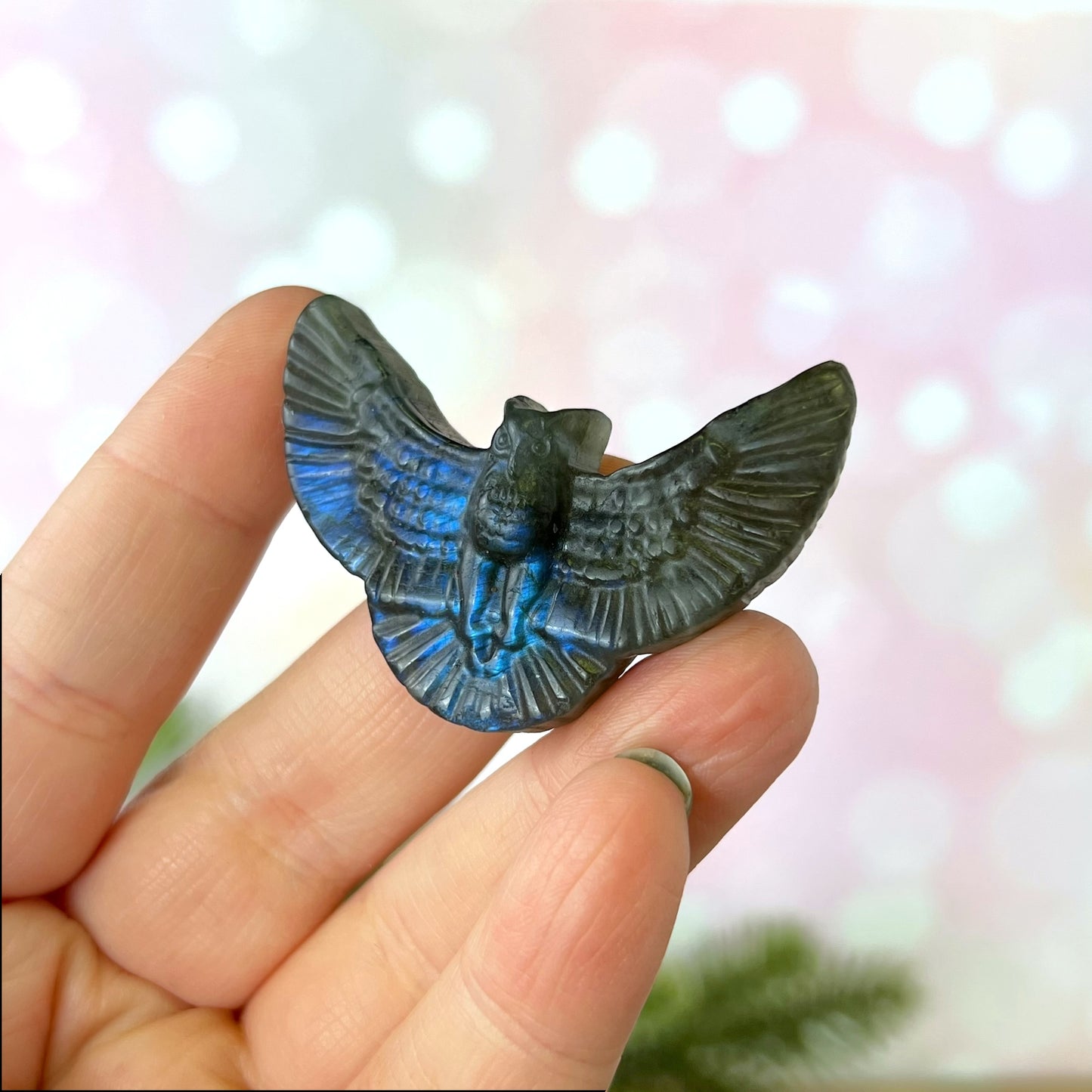 Labradorite Owl Carved Crystal Cabochon