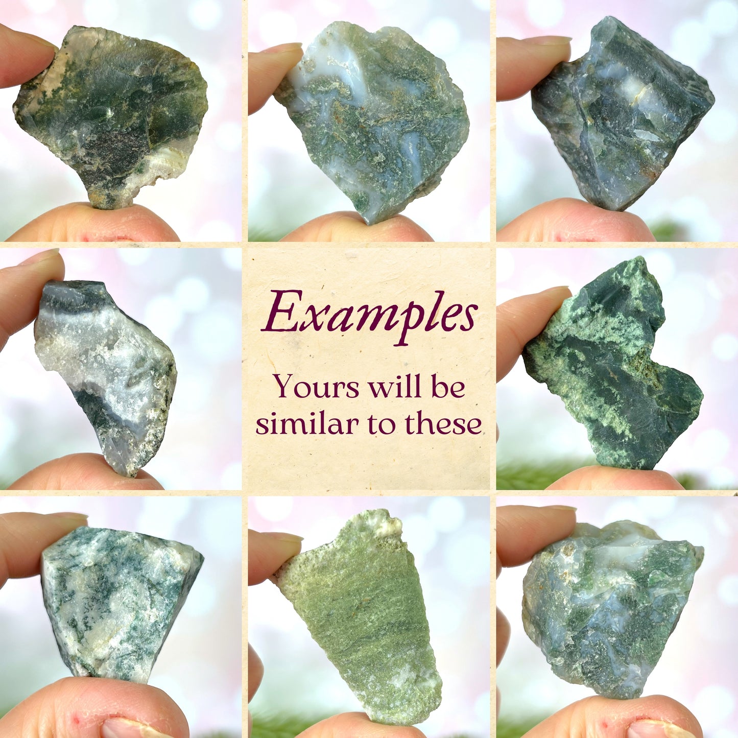 Moss Agate Raw Stone - You get 1