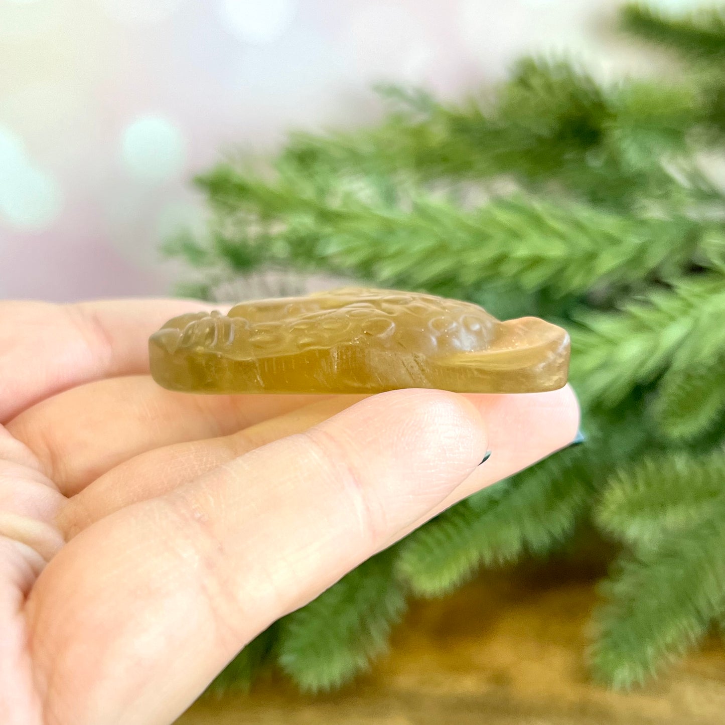 Yellow Fluorite Leopard Carved Crystal Cabochon
