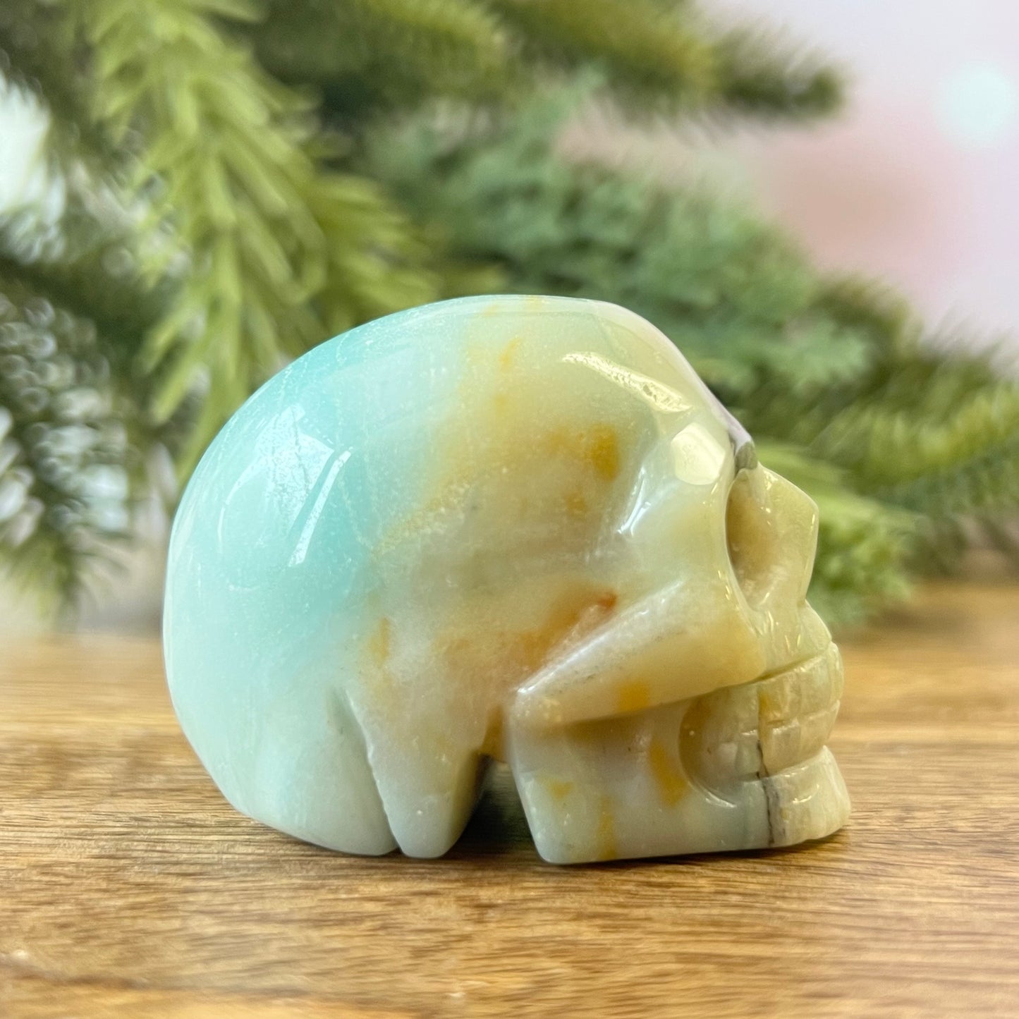 Sky Blue Quartz Crystal Skull Carving