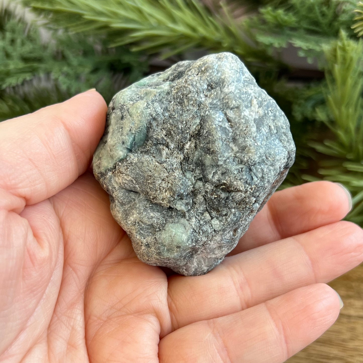 Emerald Raw Crystal in Basalt