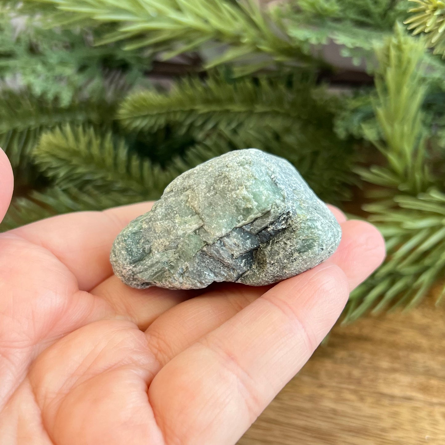 Emerald Raw Crystal in Basalt