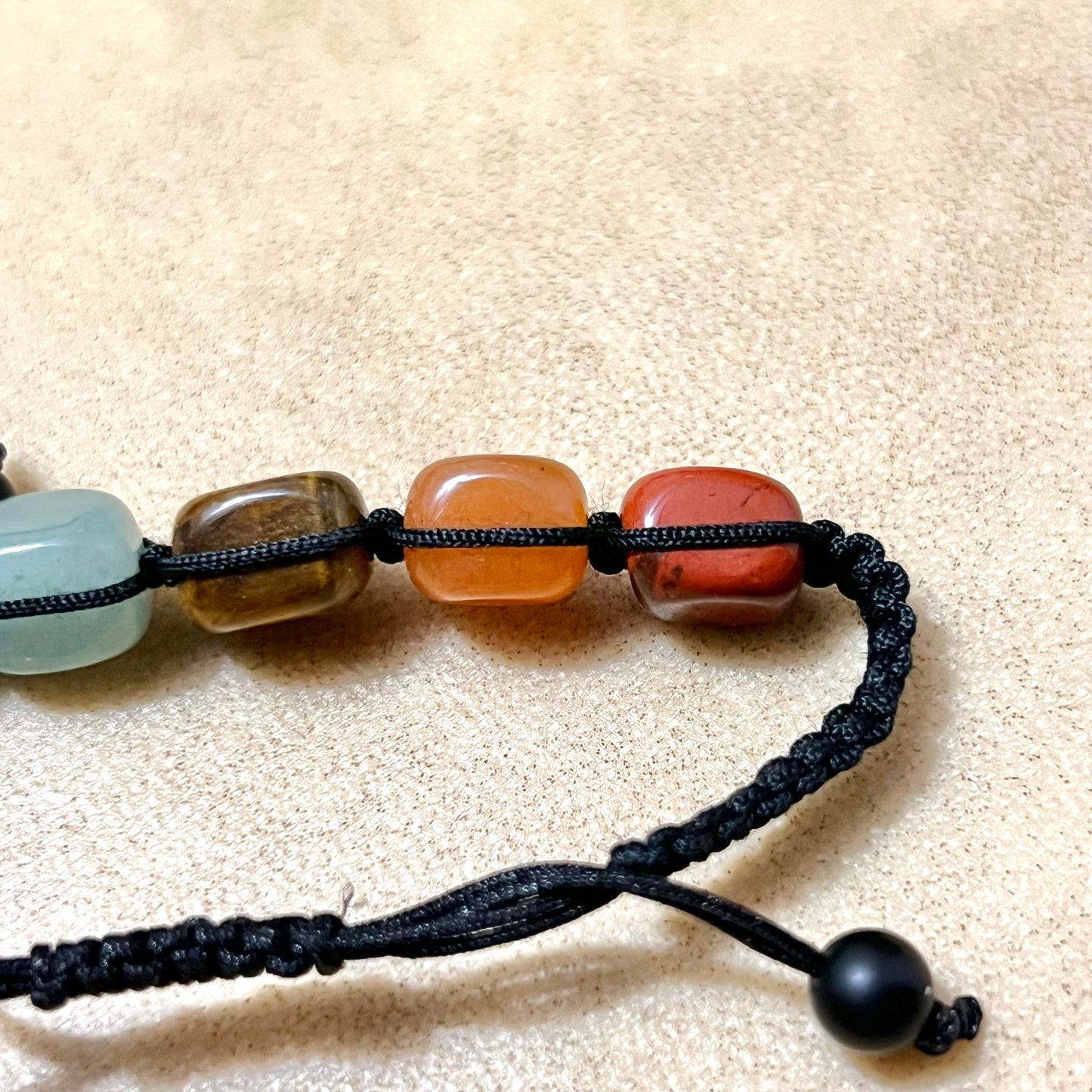 Chakra Crystal Rainbow Bracelet on Adjustable Black Cord