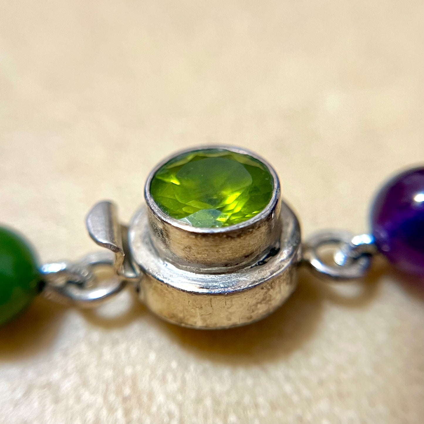 Colorful Mixed Gemstone Crystal Necklace in Sterling Silver