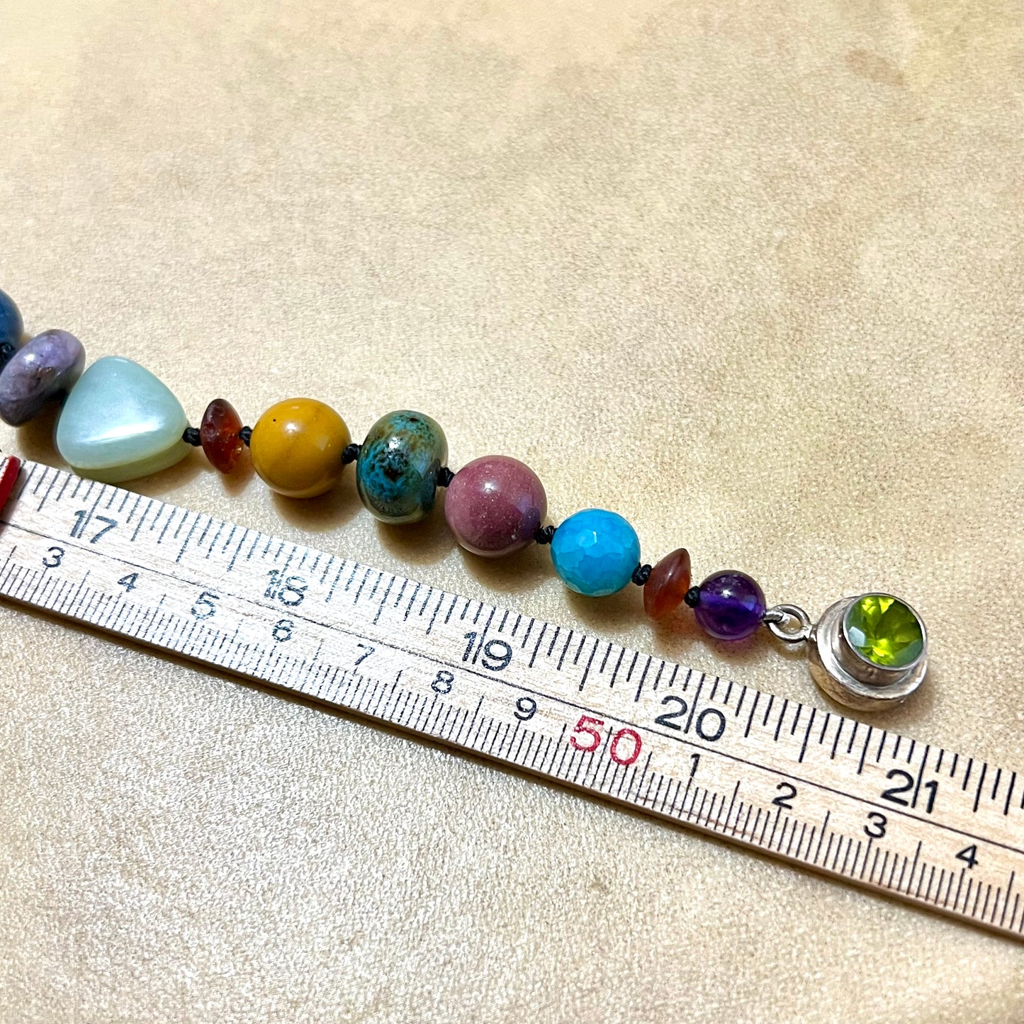 Colorful Mixed Gemstone Crystal Necklace in Sterling Silver
