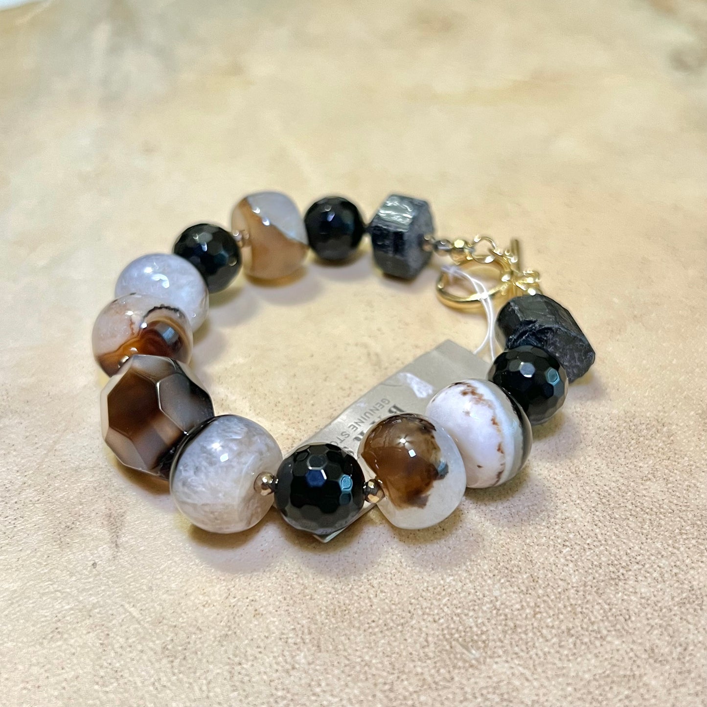 Barse Black & White Agate Vintage Beaded Bracelet New with Tags