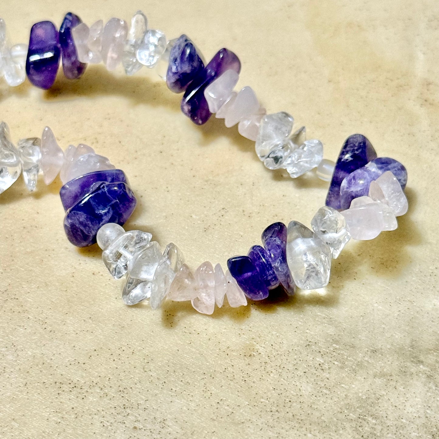 Vintage Amethyst, Rose Quartz, & Quartz Chip Bead Necklace