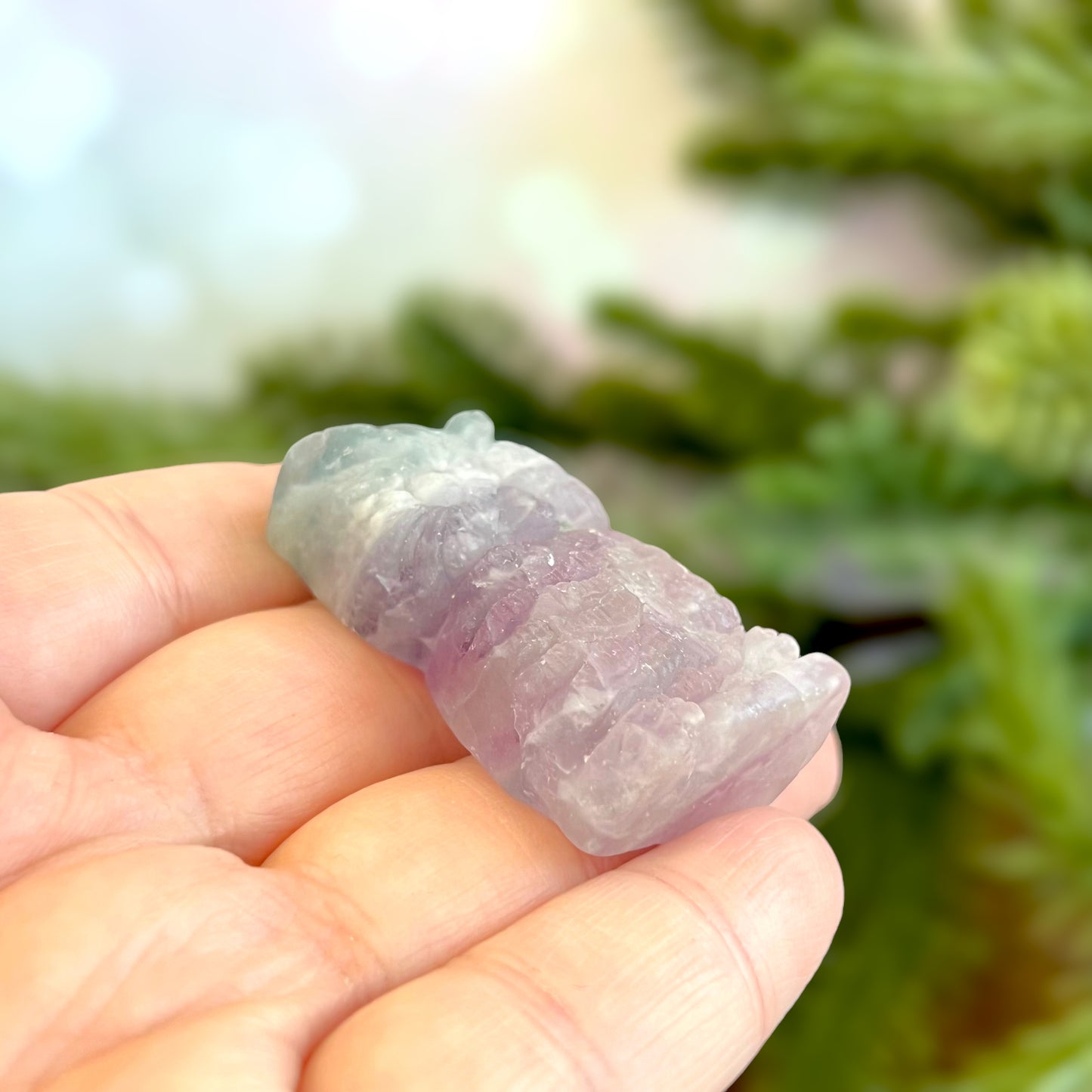 Rainbow Fluorite Owl Crystal Carved Cabochon