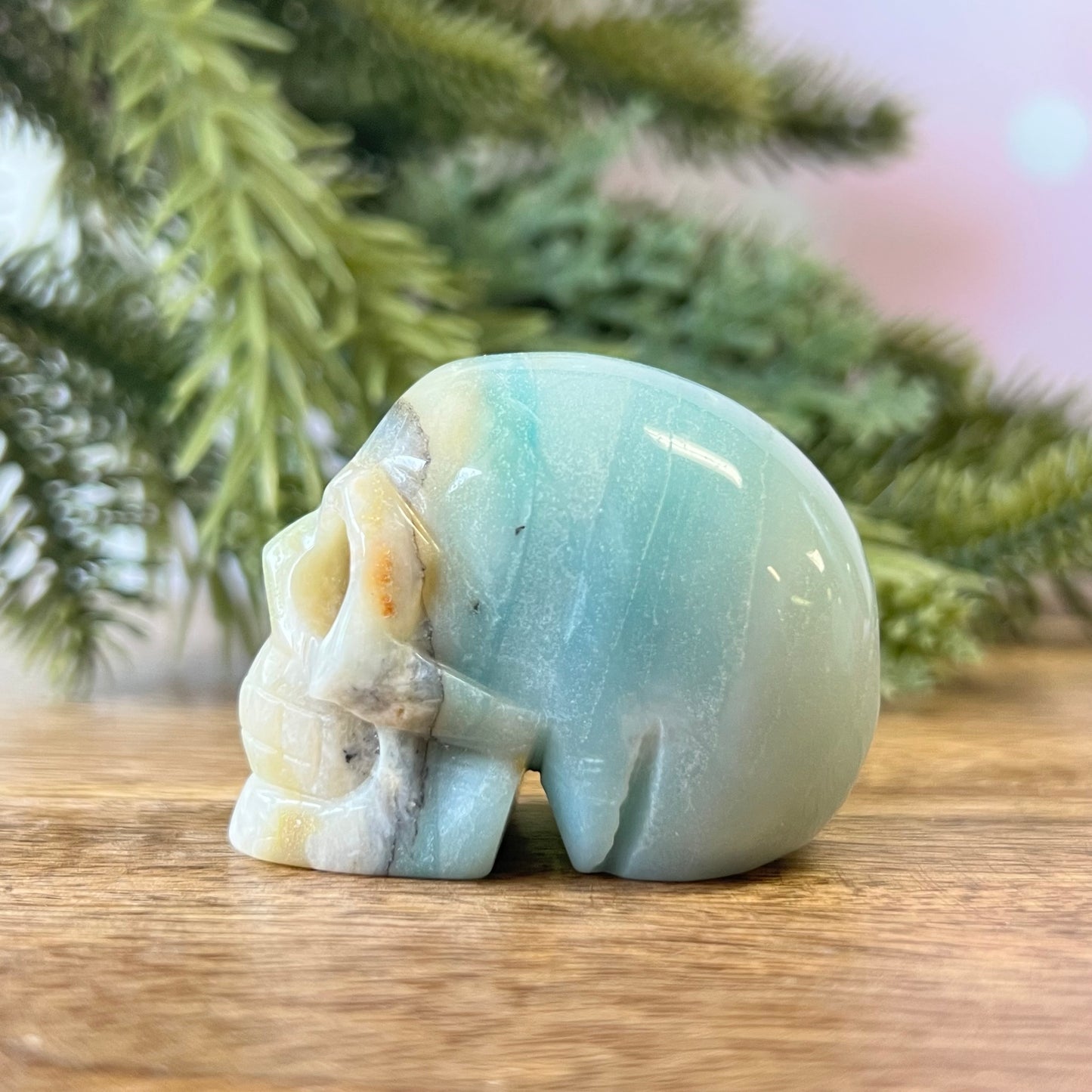 Sky Blue Quartz Crystal Skull Carving