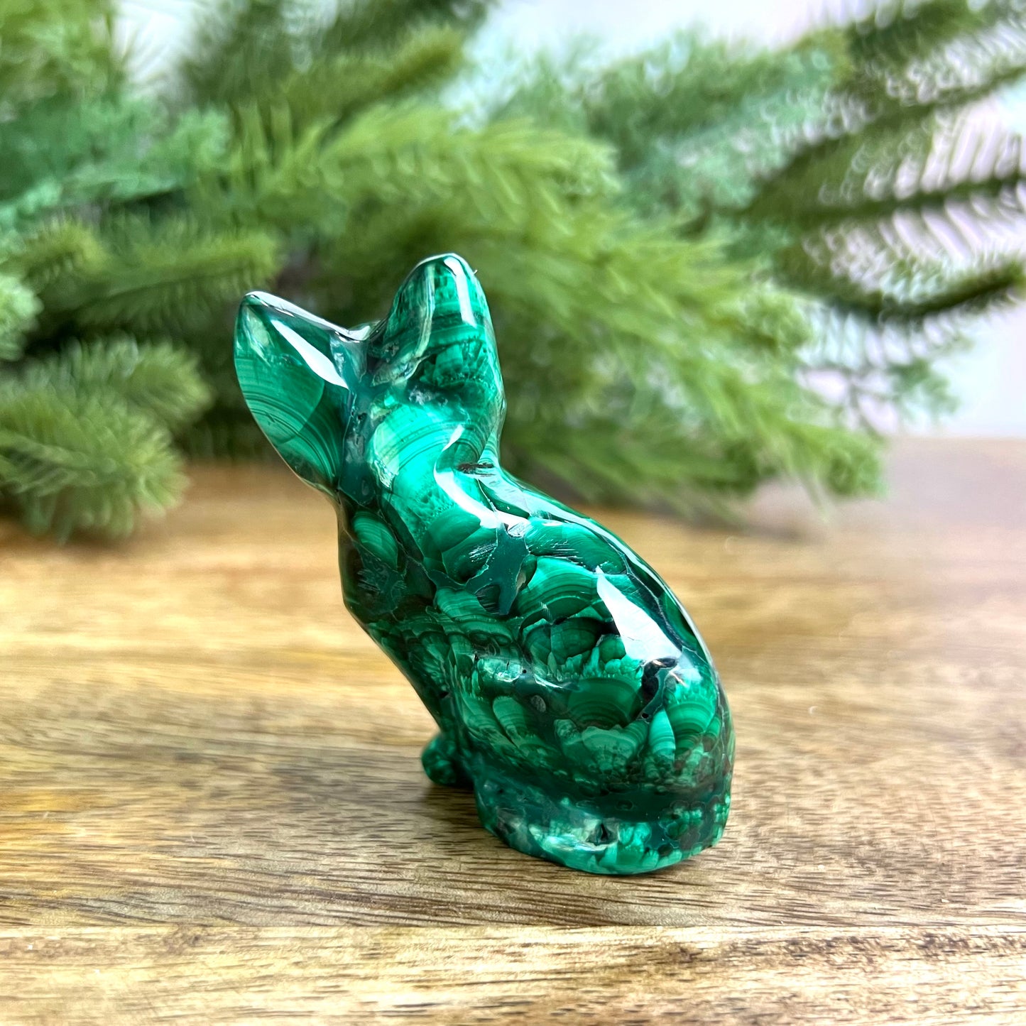 Malachite Cat Crystal Carving