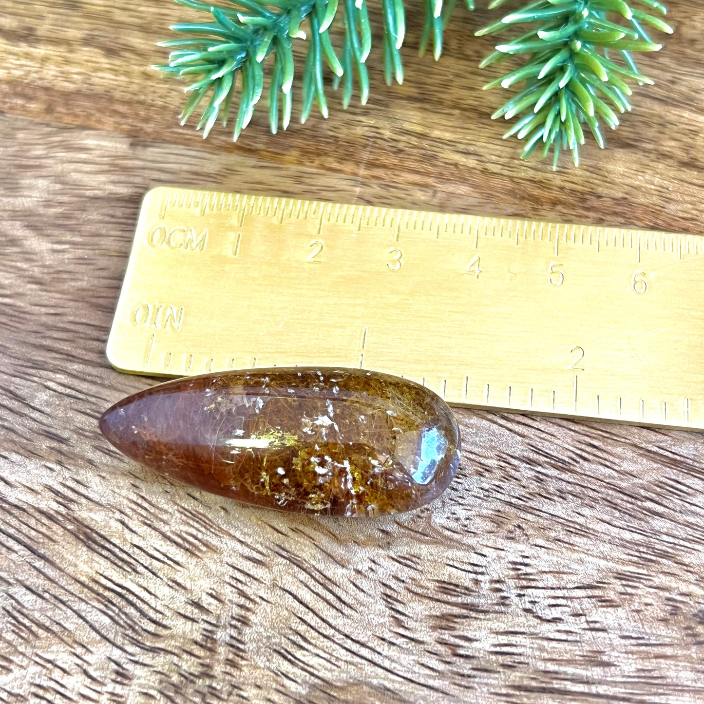 Rutilated Quartz Crystal Teardrop Cabochon