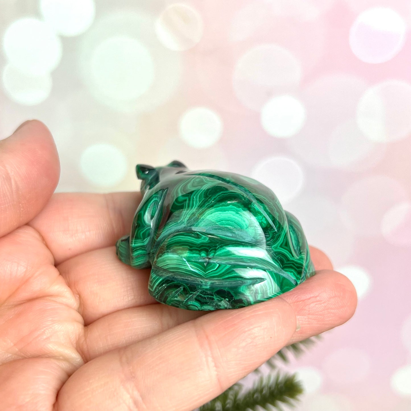 Malachite Frog Crystal Carving