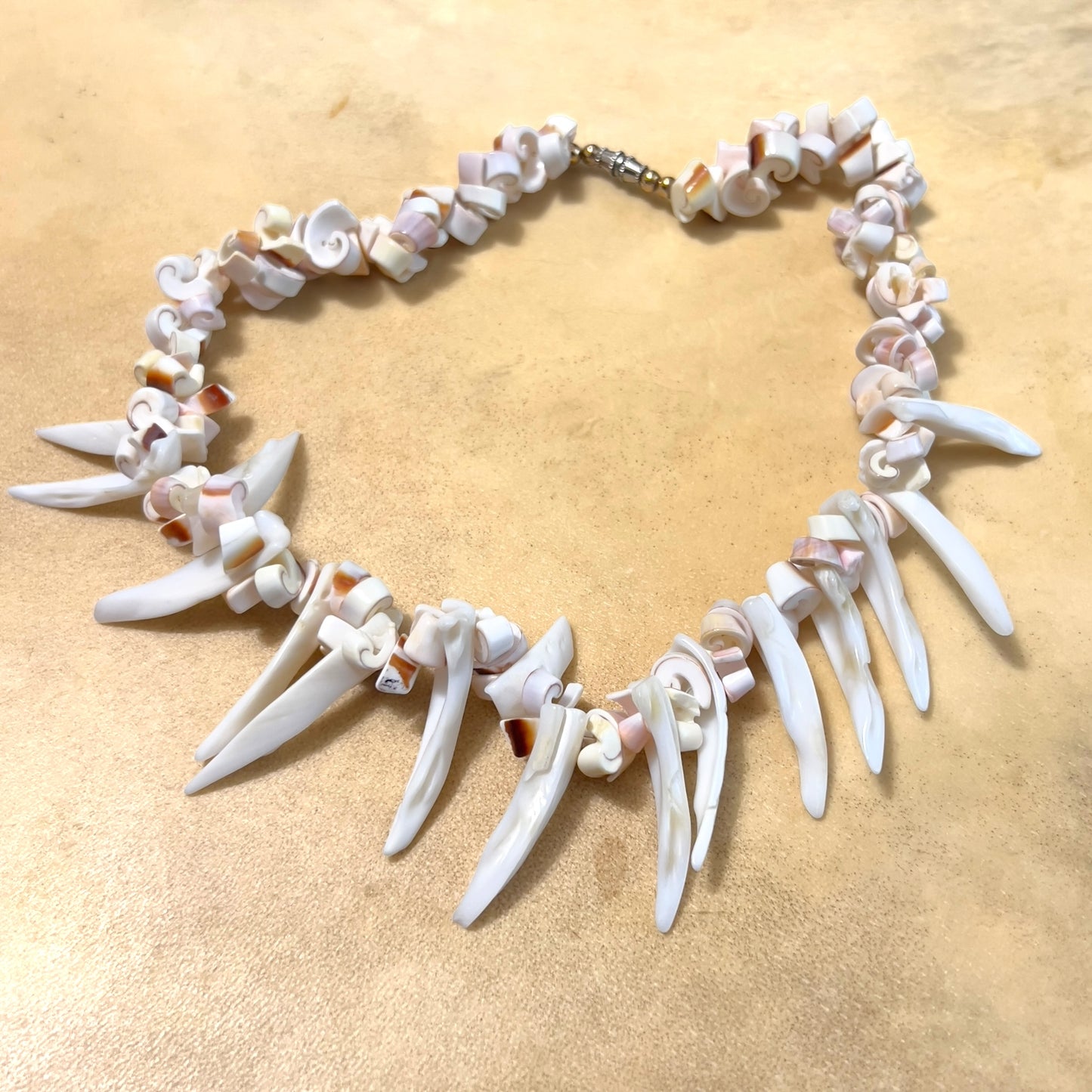 Vintage Shell Spiky Beaded Necklace
