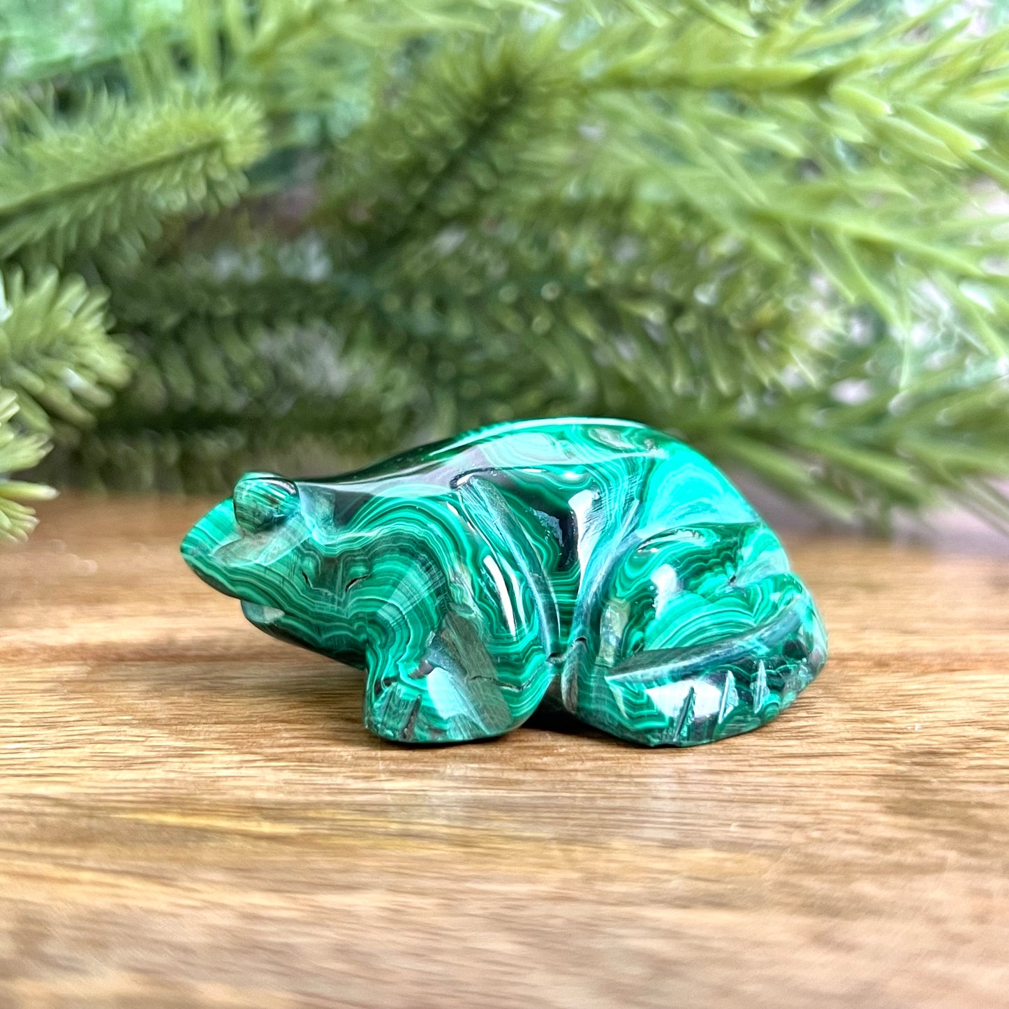Malachite Frog Crystal Carving