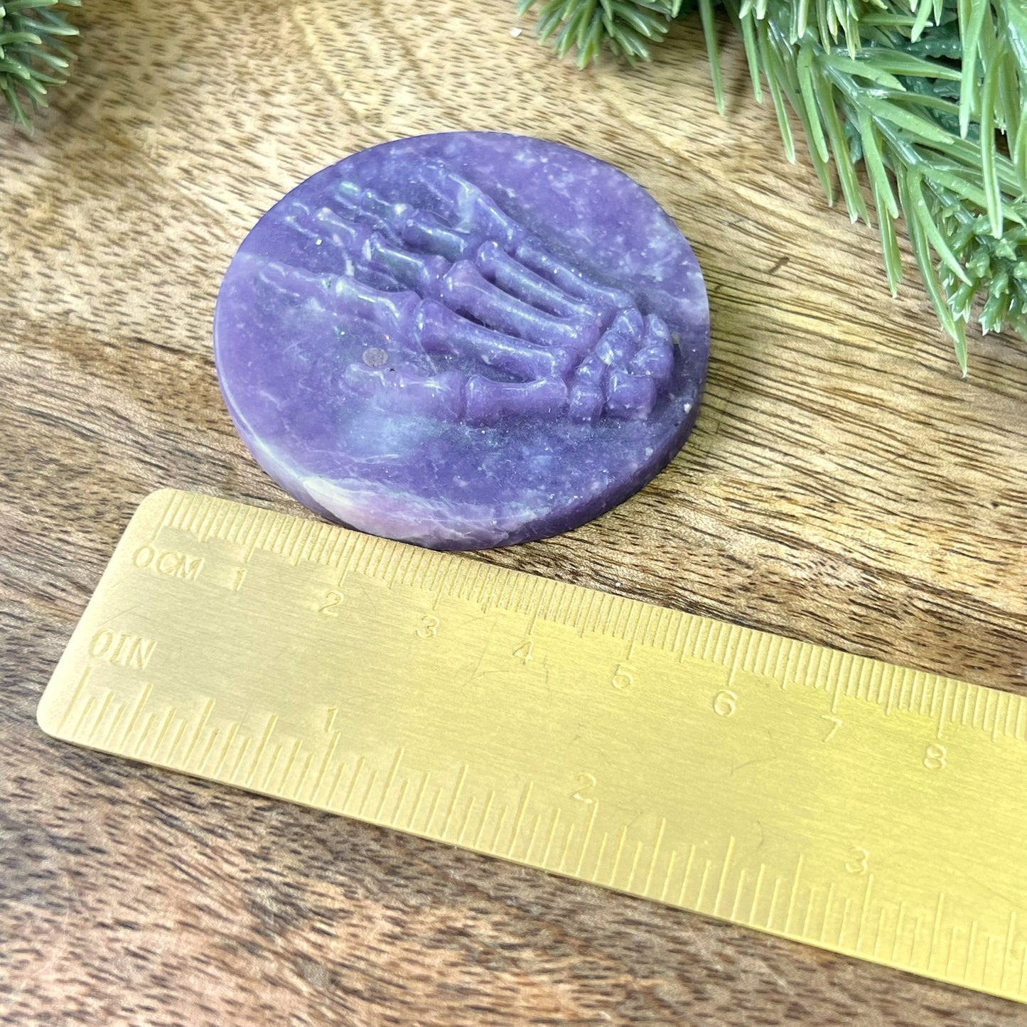Lepidolite Skeleton Hand Carved Crystal Cabochon