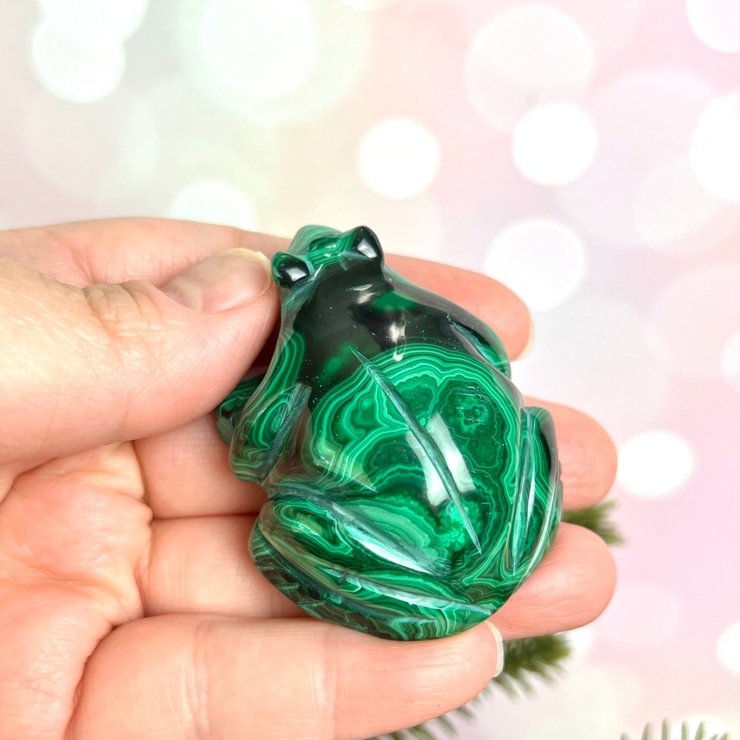 Malachite Frog Crystal Carving