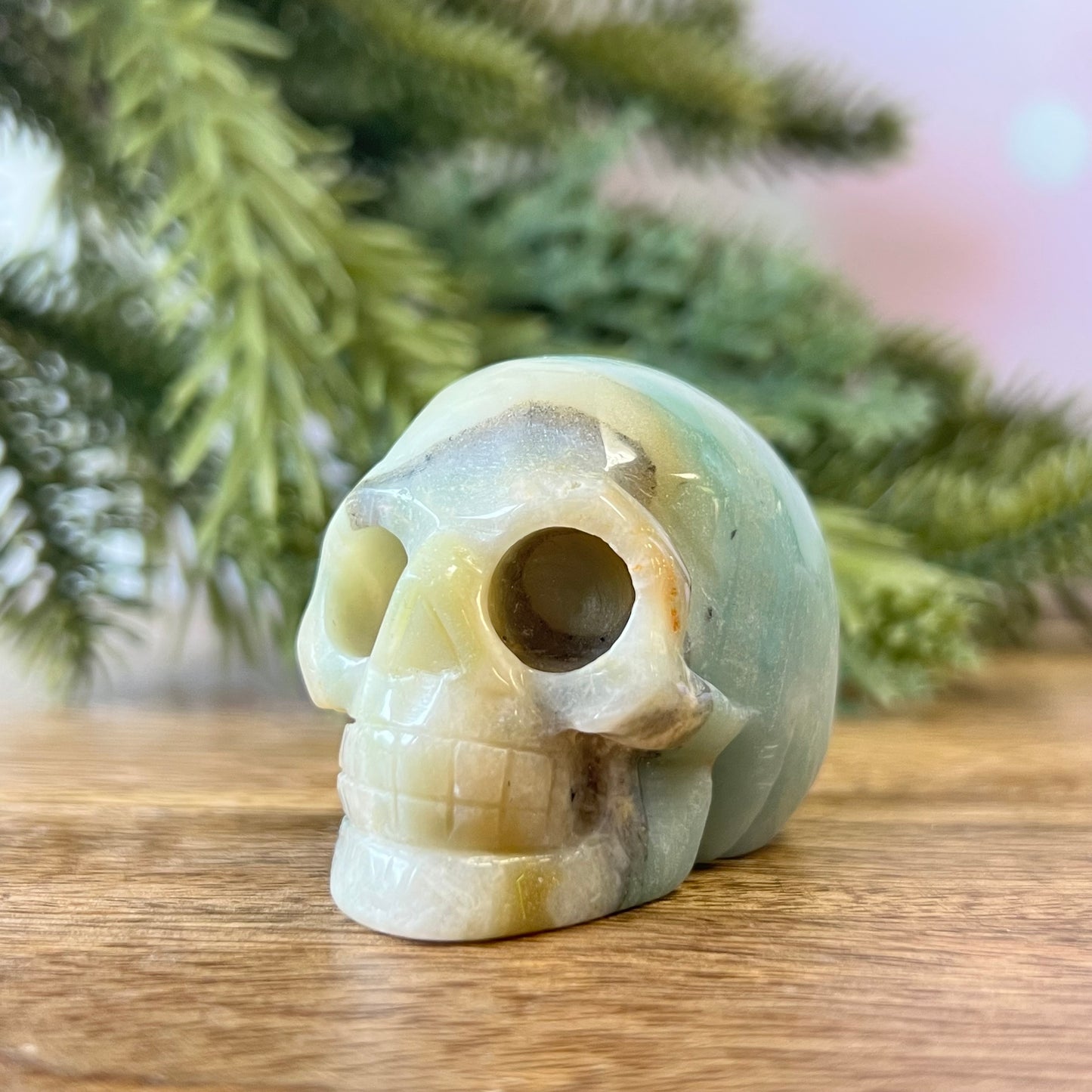 Sky Blue Quartz Crystal Skull Carving