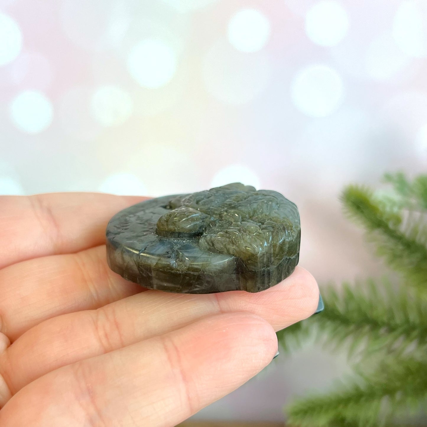 Labradorite Wolf Carved Crystal Cabochon