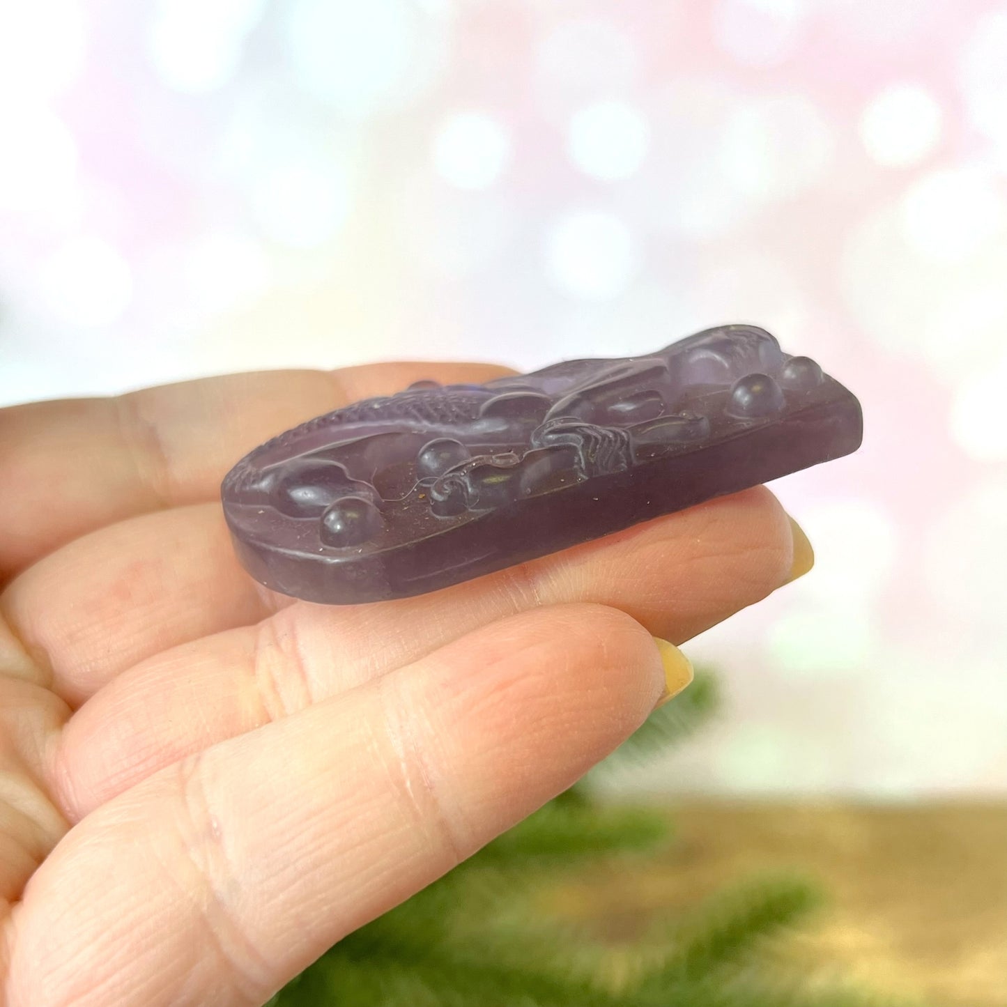 Rainbow Fluorite Mermaid Carved Gemstone Cabochon
