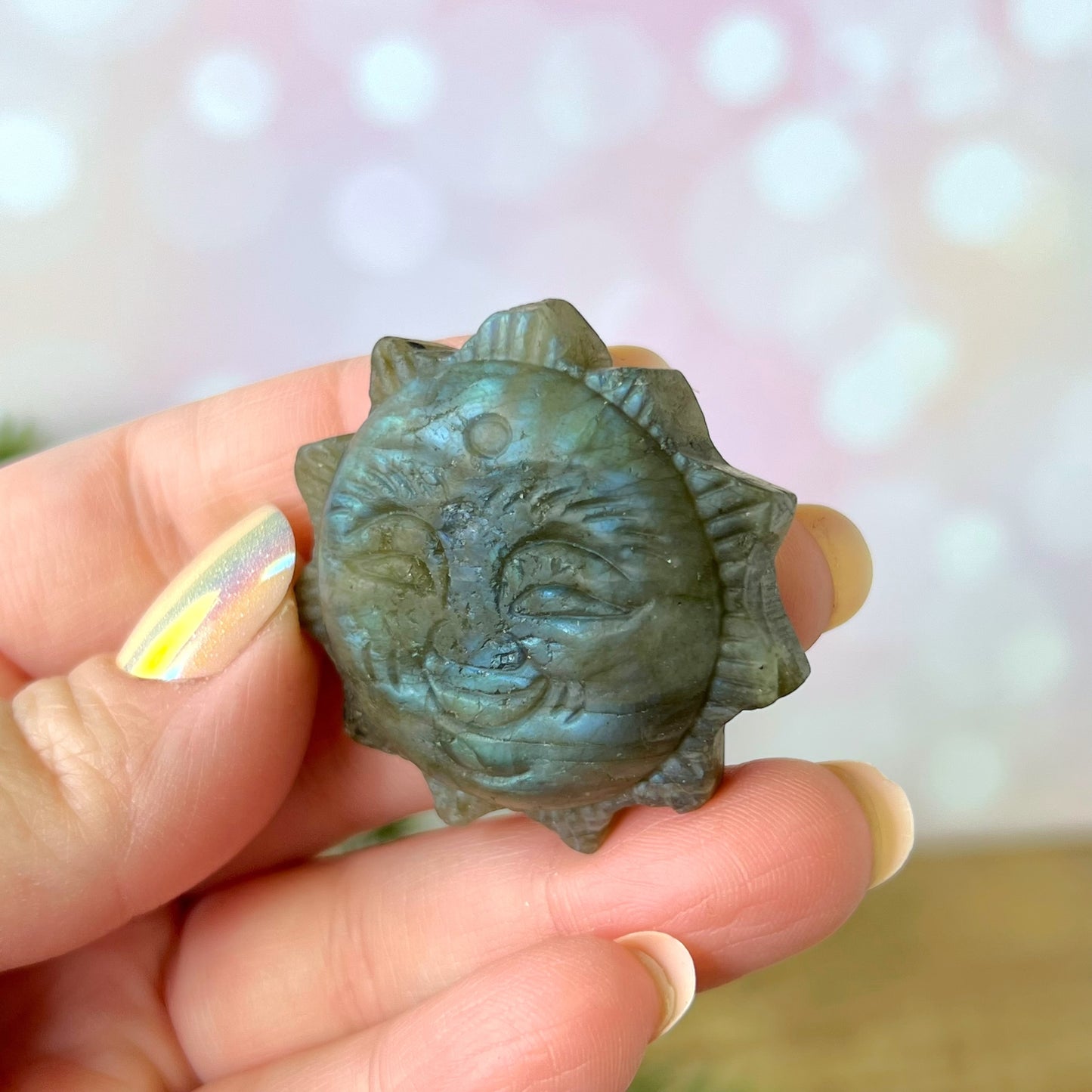 Labradorite Sun Carved Cabochon