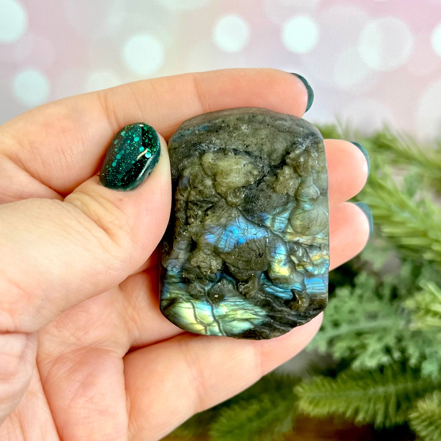 Labradorite Tiger Carved Stone Cabochon