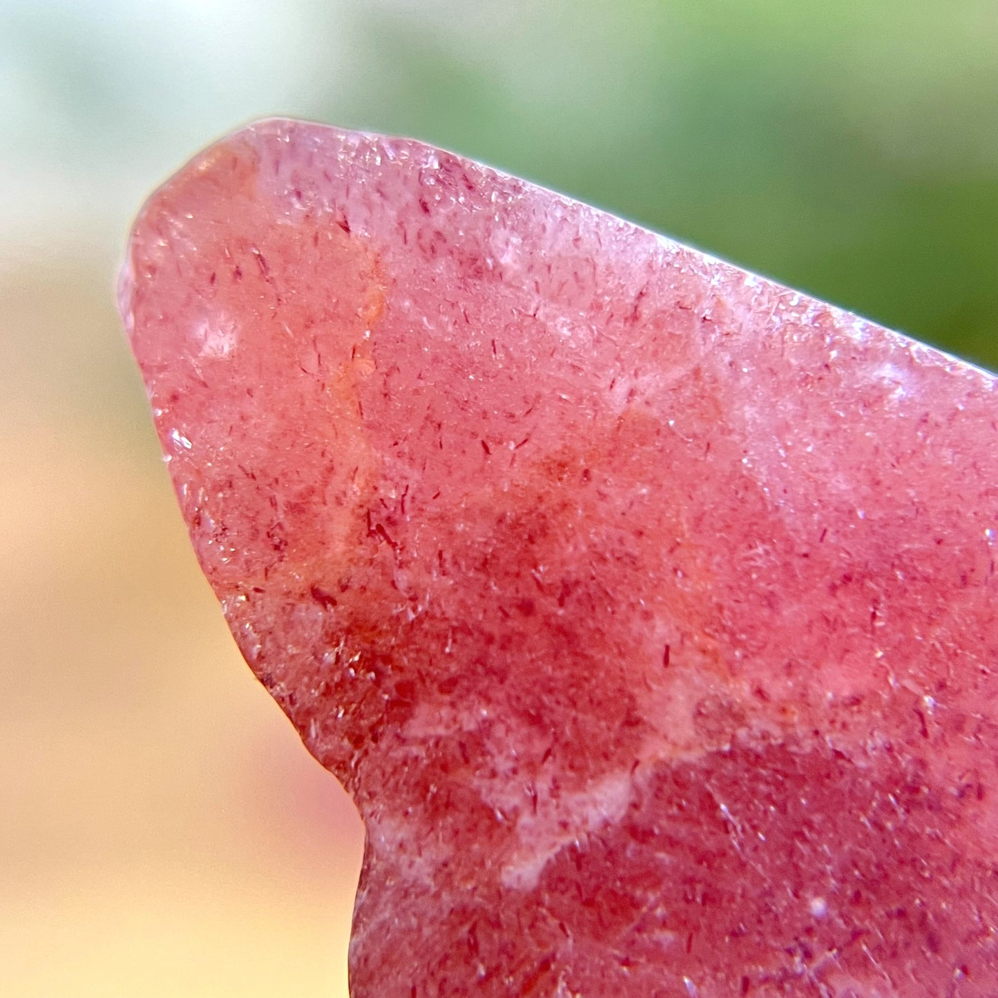 Strawberry Quartz Butterfly Carved Crystal Cabochon