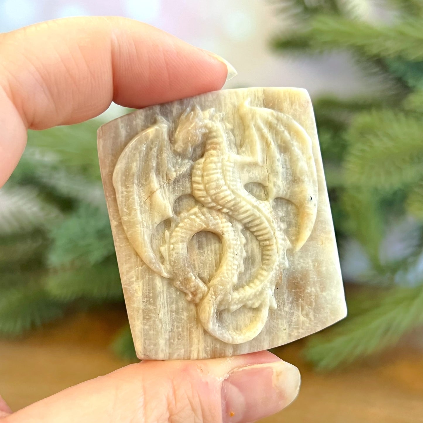 Belomorite Dragon Carved Crystal Cabochon