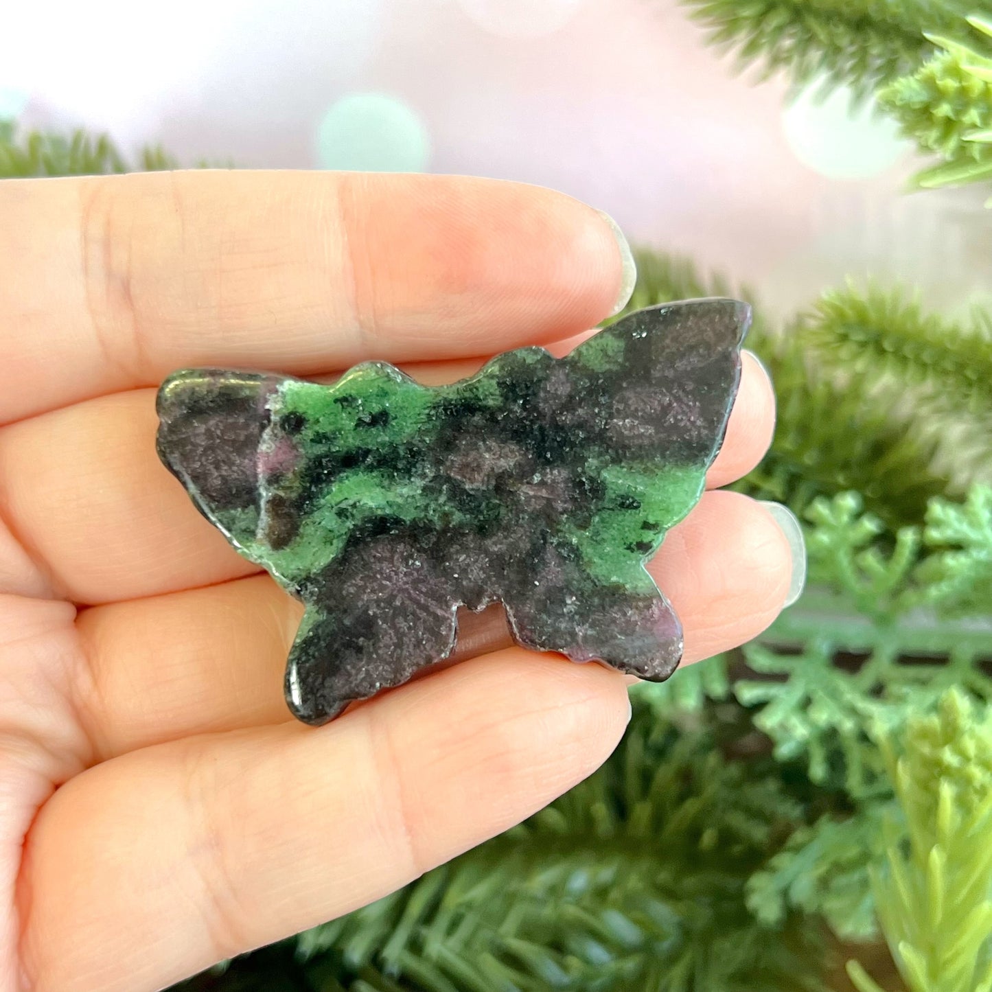 Ruby in Zoisite Butterfly Carved Crystal Cabochon