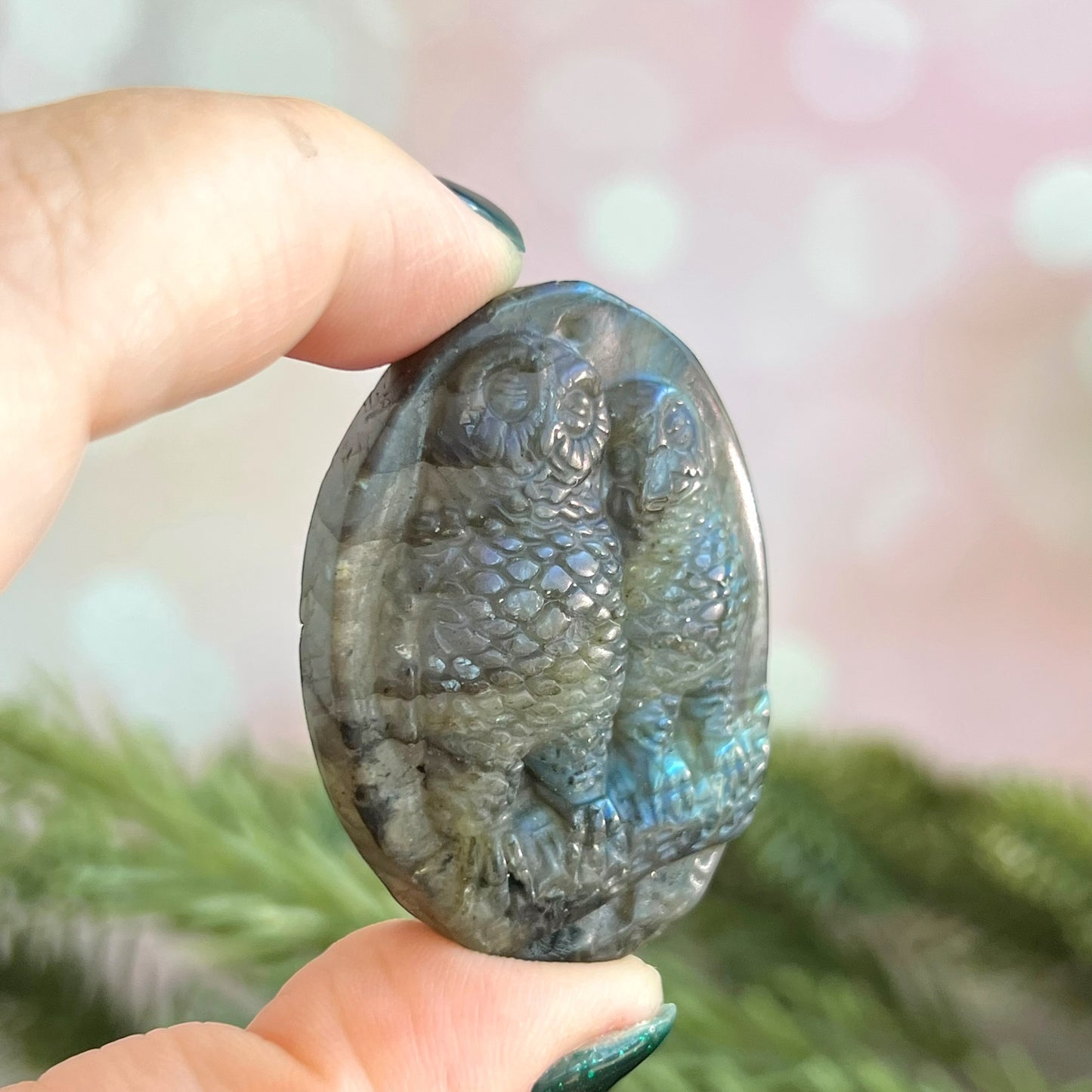 Labradorite Owl Carved Cabochon