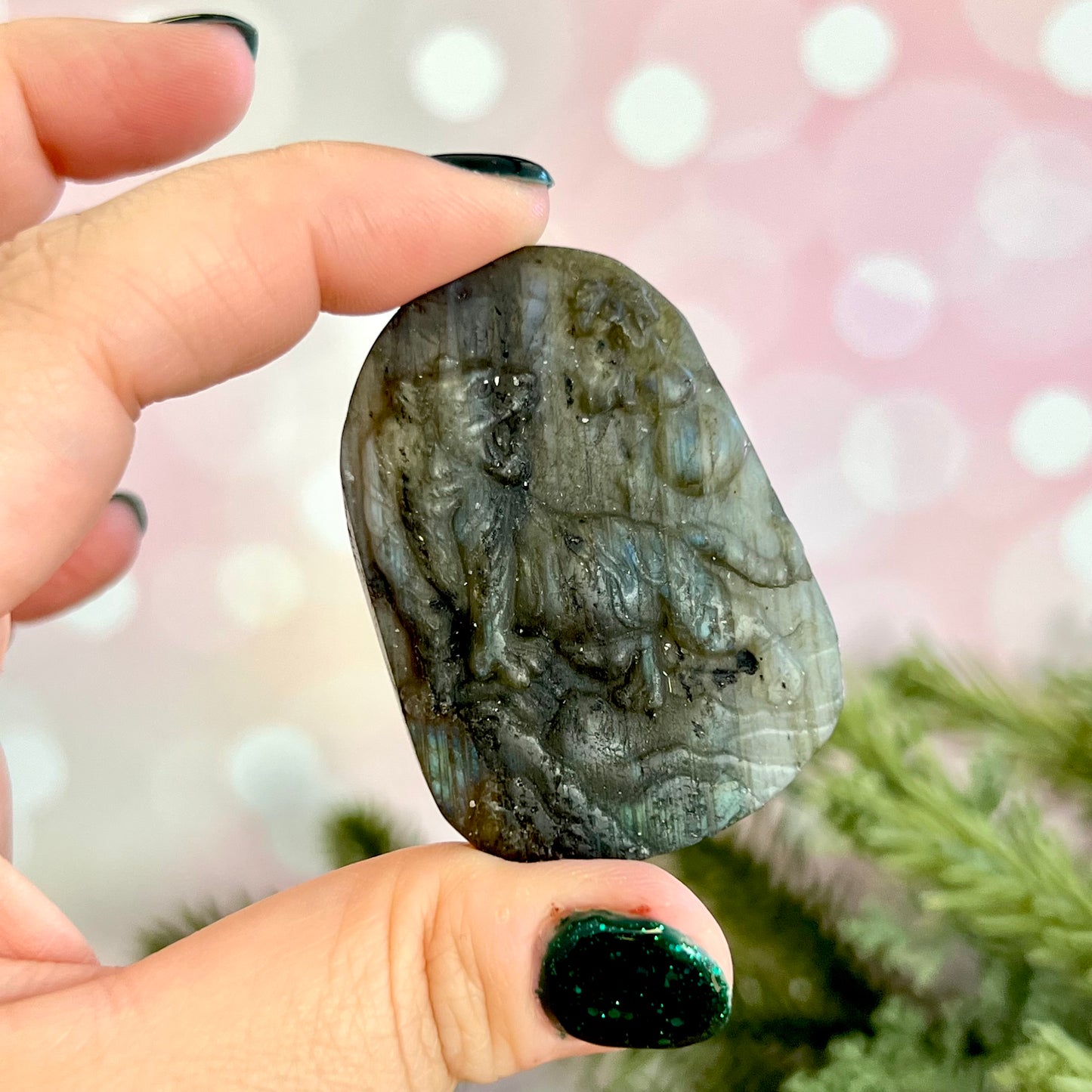 Labradorite Crystal Tiger Carved Stone Cabochon