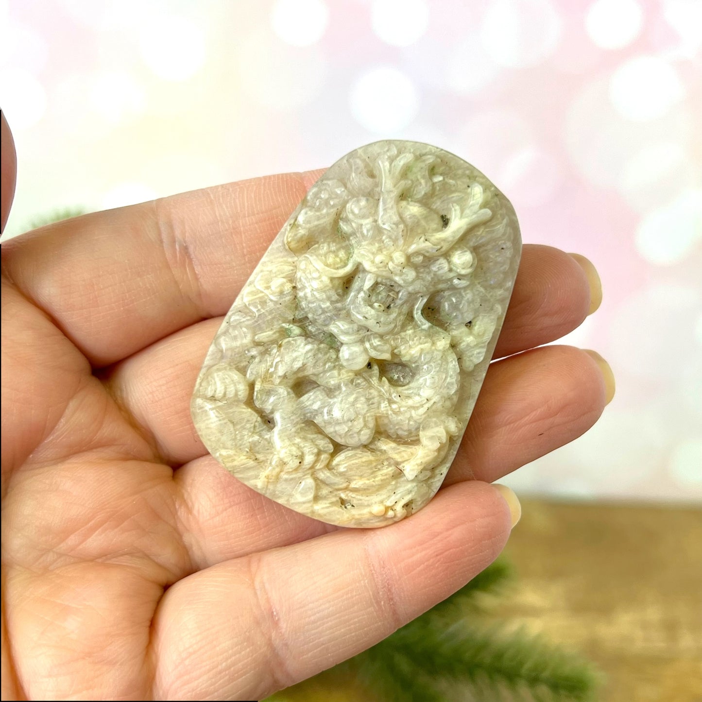 Belomorite Dragon Carved Crystal Cabochon