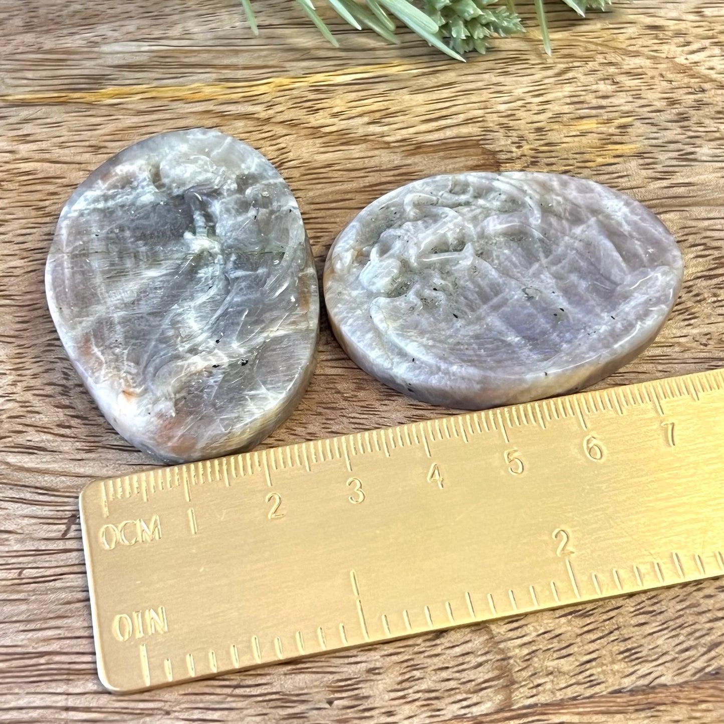 Angel In Flight Belomorite Sunstone in Moonstone Crystal Carved Cabochon