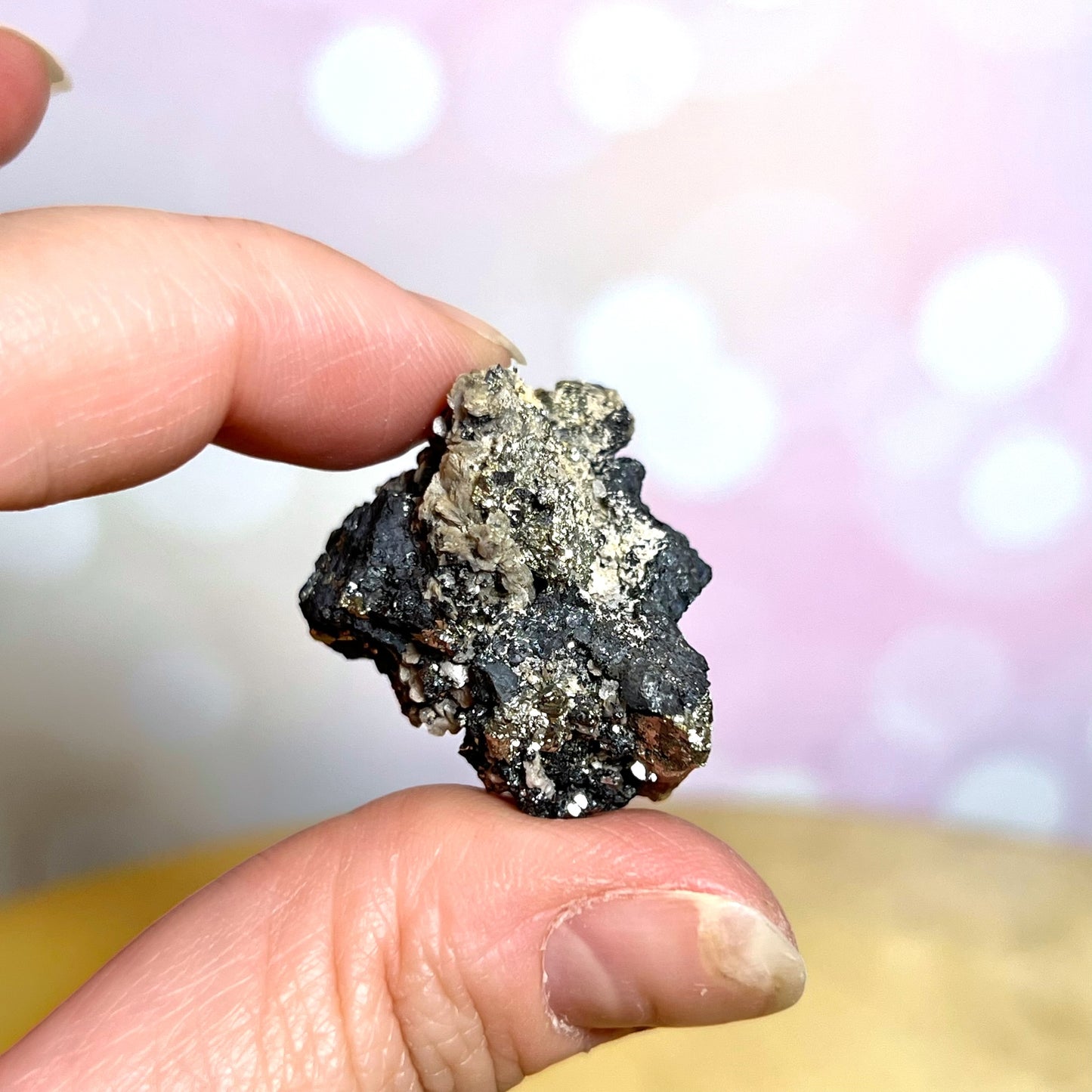 Pyrite & Galena on Sphalerite Crystal Mineral Specimen