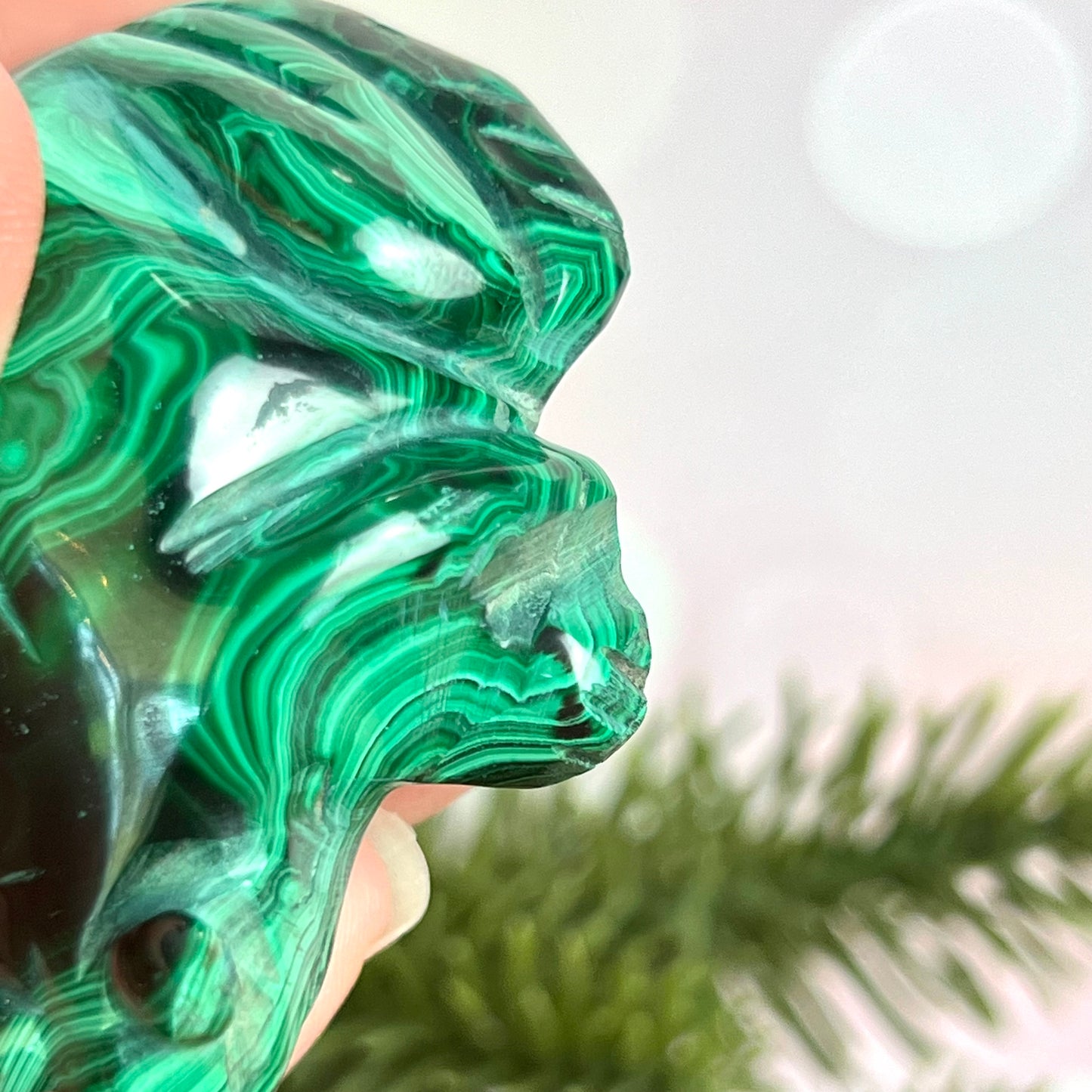 Malachite Frog Crystal Carving